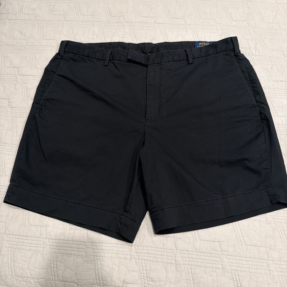 Ralph Lauren Navy Flat-Front chino Shorts